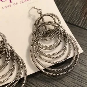 Lia Sophia Silver Tone Wired Caged Drop Earrings – Vintage Style Dangle, New With Tags